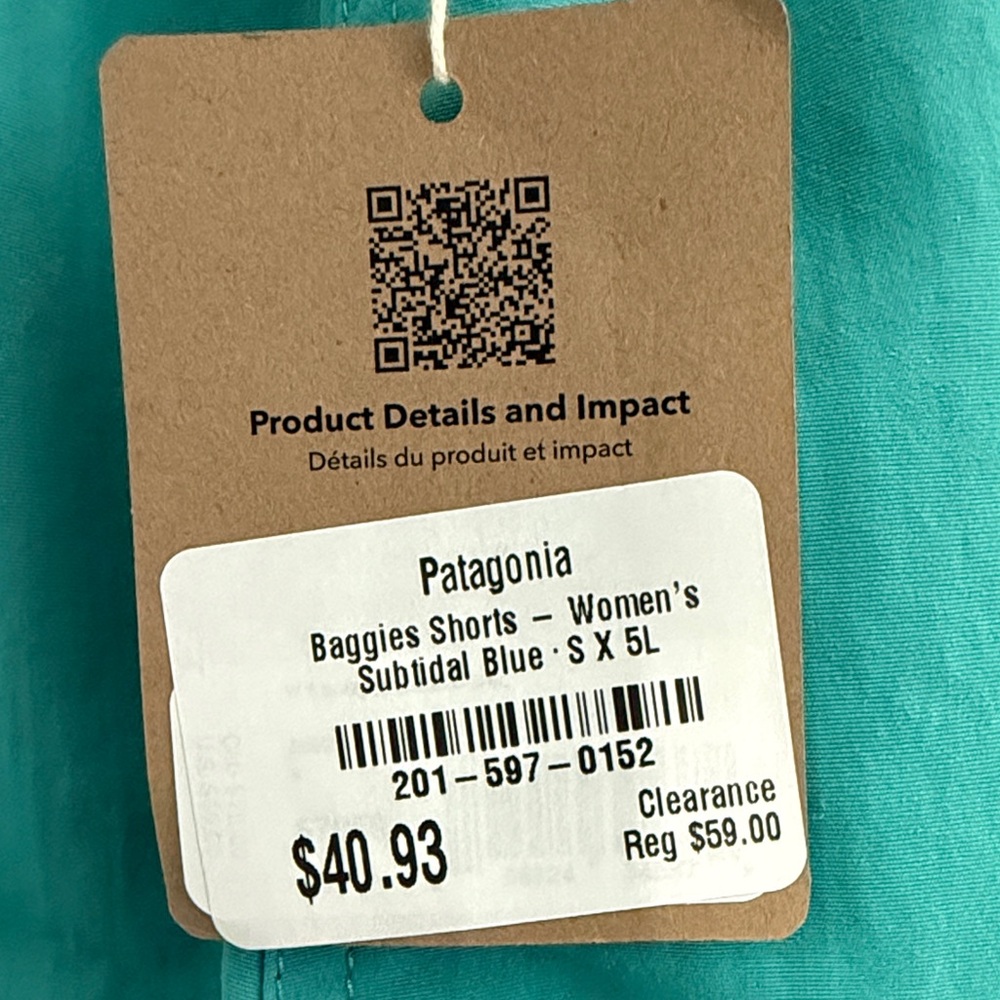 NWT Patagonia Women's Teal Baggies Shorts - small - Picture 2 of 4